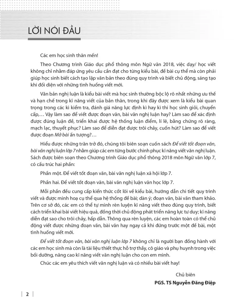 ĐỂ VIẾT TỐT ĐOẠN VĂN, BÀI VĂN NGHỊ LUẬN LỚP 7 (Theo chương trình GDPT 2018)